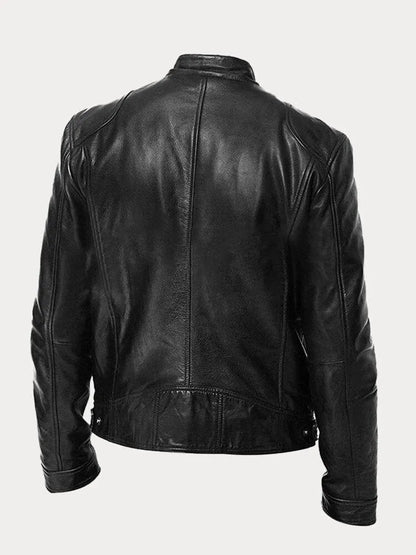 Coldura | Herren Zip-Up Leder-Motorradjacke mit praktischen Reißverschlusstaschen – Robustes Design für Stil und Funktion
