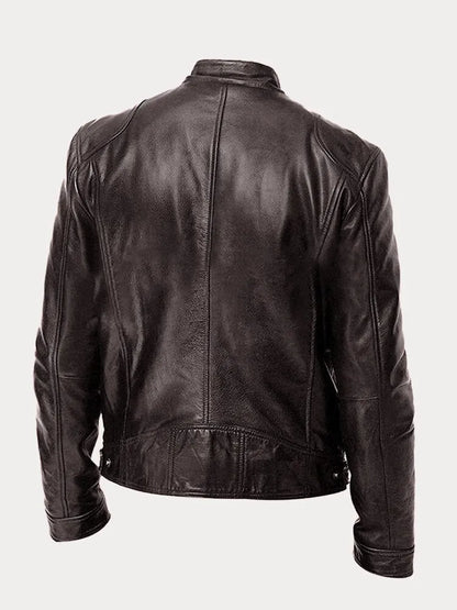Coldura | Herren Zip-Up Leder-Motorradjacke mit praktischen Reißverschlusstaschen – Robustes Design für Stil und Funktion