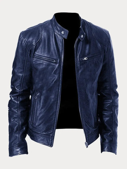 Coldura | Herren Zip-Up Leder-Motorradjacke mit praktischen Reißverschlusstaschen – Robustes Design für Stil und Funktion