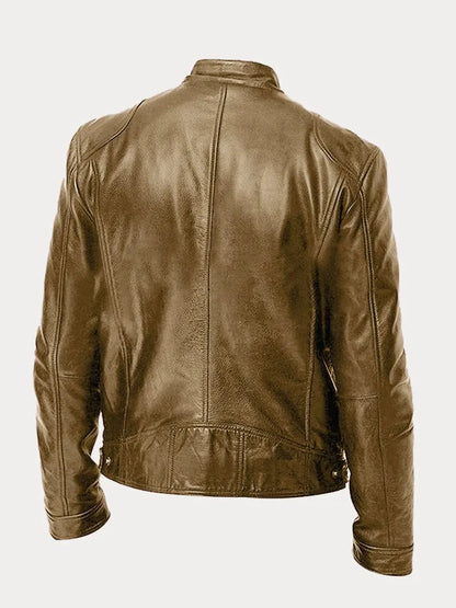 Coldura | Herren Zip-Up Leder-Motorradjacke mit praktischen Reißverschlusstaschen – Robustes Design für Stil und Funktion