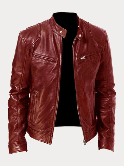 Coldura | Herren Zip-Up Leder-Motorradjacke mit praktischen Reißverschlusstaschen – Robustes Design für Stil und Funktion
