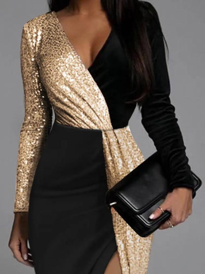 EasyFit | Kleid mit Glitzer in Gold