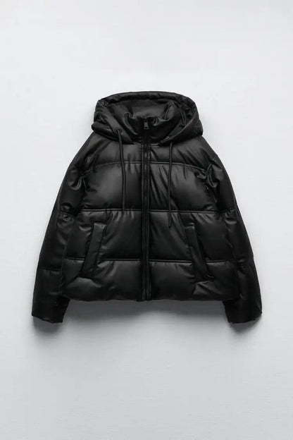 Warmion | Eleganter wattierter Wintermantel mit Kapuze