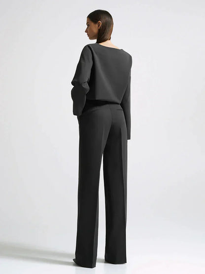 Urbanite | Damen Langärmliges Top mit Geradem Schnitt und Hose für einen Modischen Look