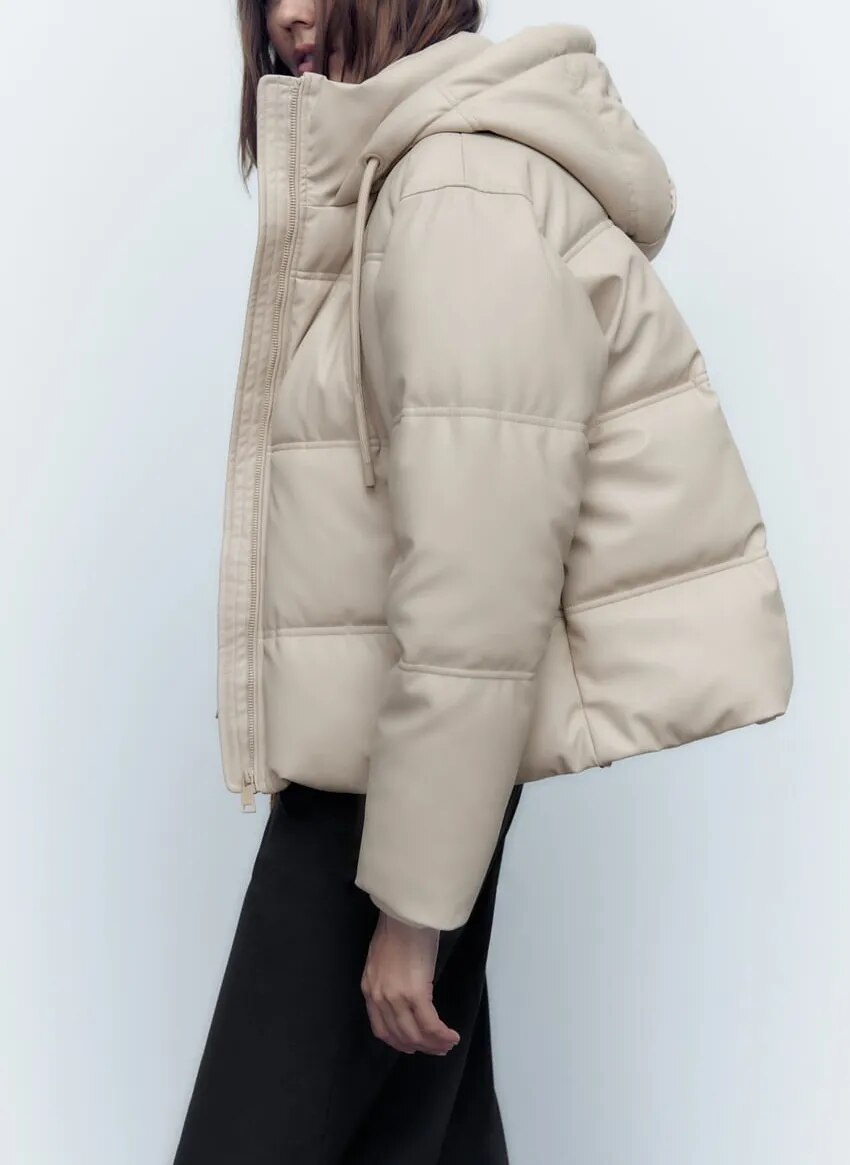 Warmion | Eleganter wattierter Wintermantel mit Kapuze