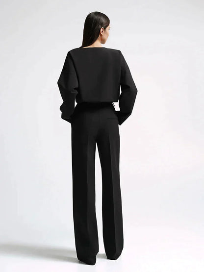 Urbanite | Damen Langärmliges Top mit Geradem Schnitt und Hose für einen Modischen Look
