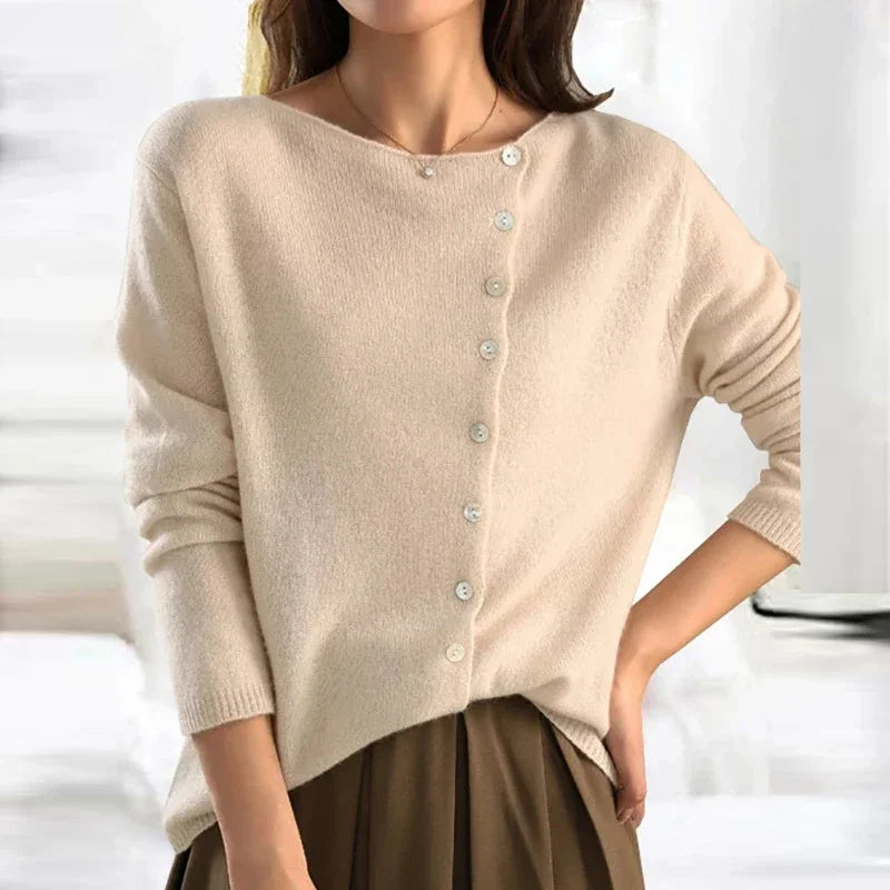 Fresqua | Eleganter Pullover mit trendigem Knopfverschluss