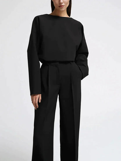Urbanite | Damen Langärmliges Top mit Geradem Schnitt und Hose für einen Modischen Look