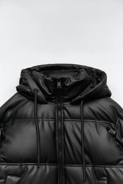 Warmion | Eleganter wattierter Wintermantel mit Kapuze