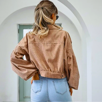 Knitara | Puffärmelige Cordjacke mit Knöpfen für Damen