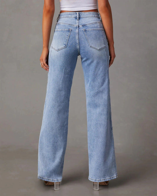 Warmix | Elegante Jeans in antikem Design mit hoher Taille