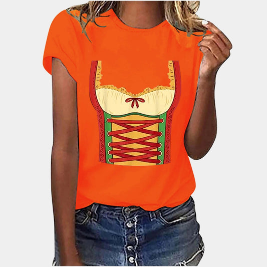 Craftré | Bold Orange Corset Graphic Tee | Party Style