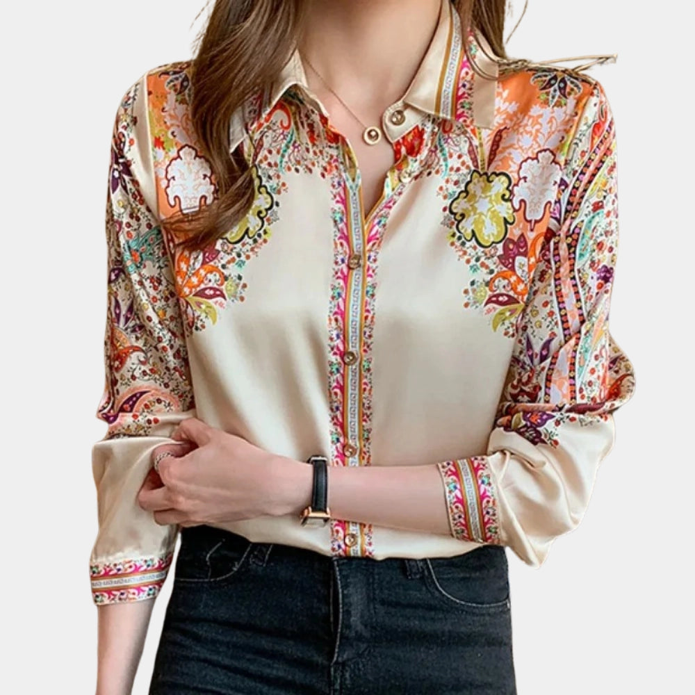 Tailorix | Floral Boho Chic Bluse - Buntes Langarmshirt