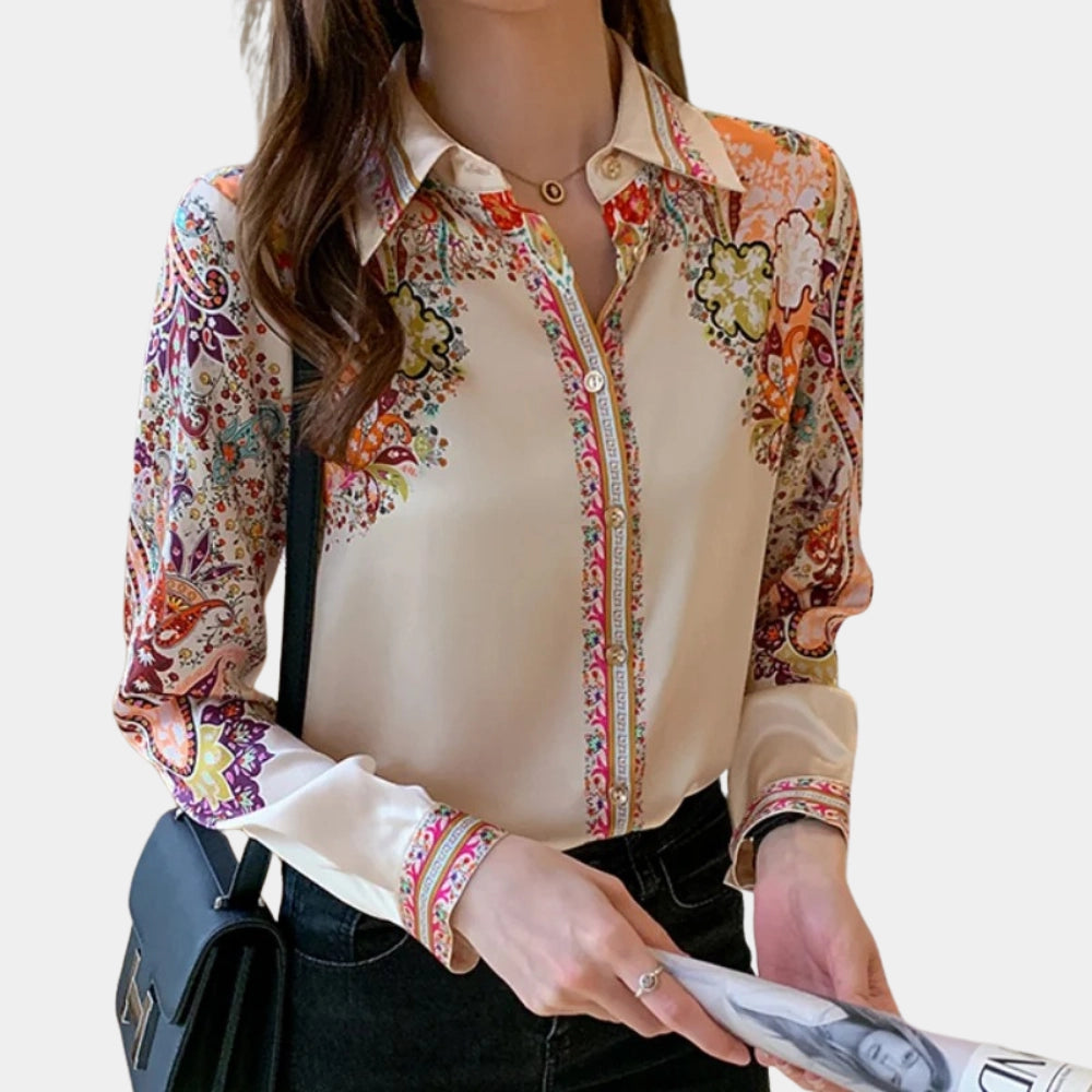 Tailorix | Floral Boho Chic Bluse - Buntes Langarmshirt