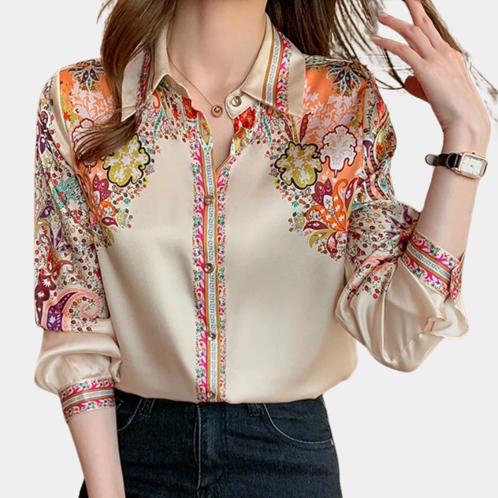 Tailorix | Floral Boho Chic Bluse - Buntes Langarmshirt