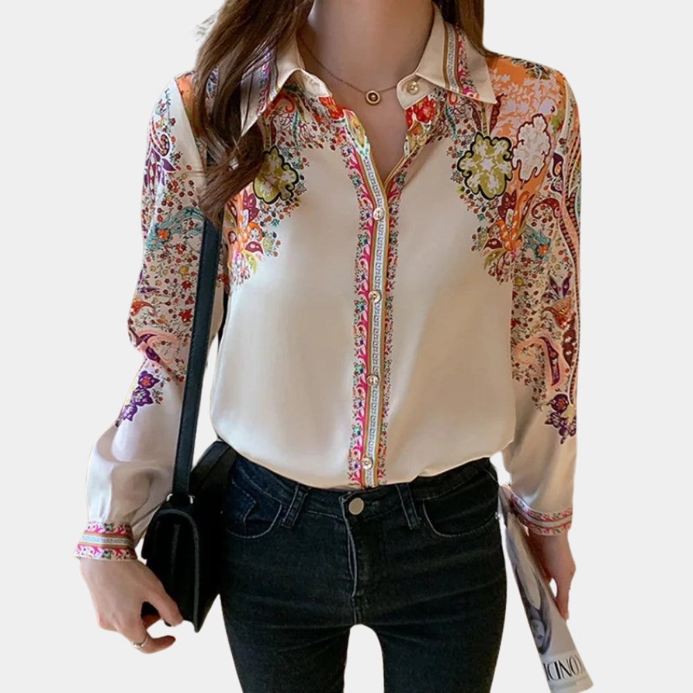 Tailorix | Floral Boho Chic Bluse - Buntes Langarmshirt