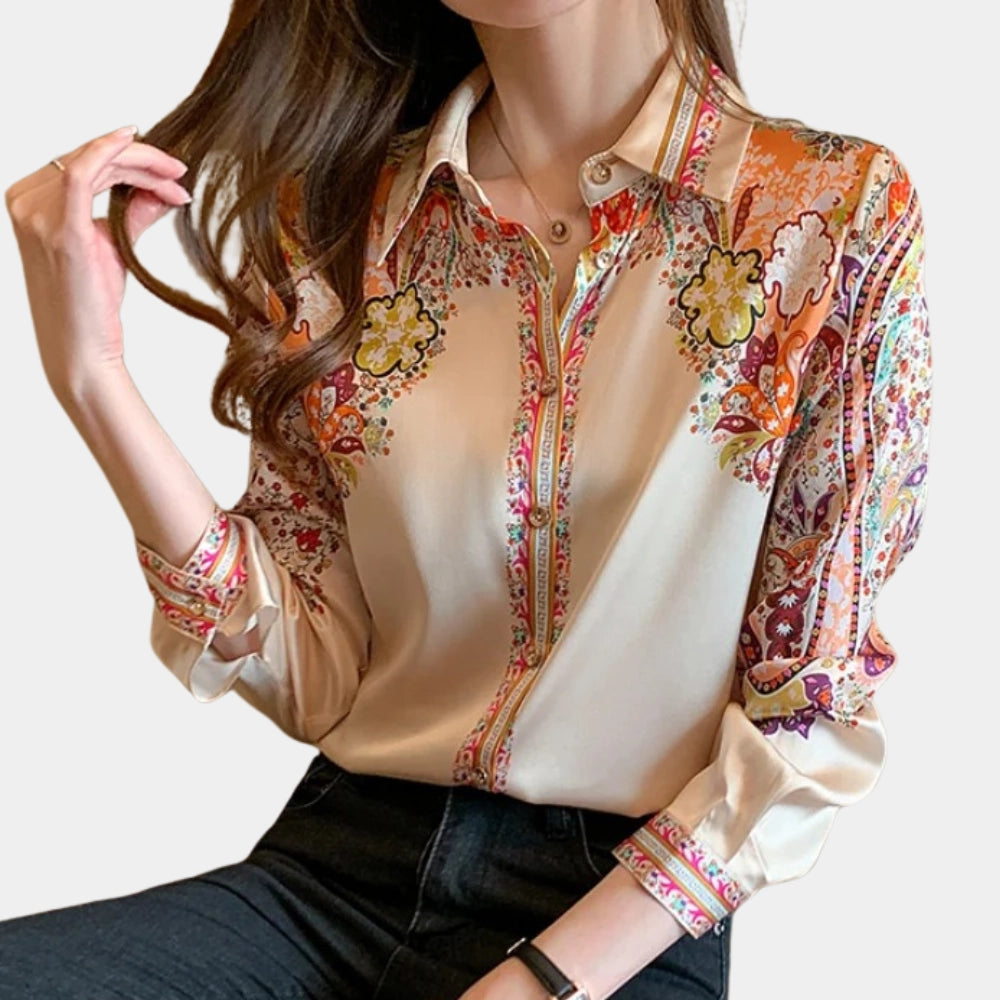 Tailorix | Floral Boho Chic Bluse - Buntes Langarmshirt