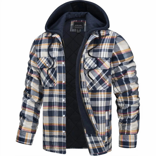 Mistify | Herren Karomuster Winterjacke mit Kapuze