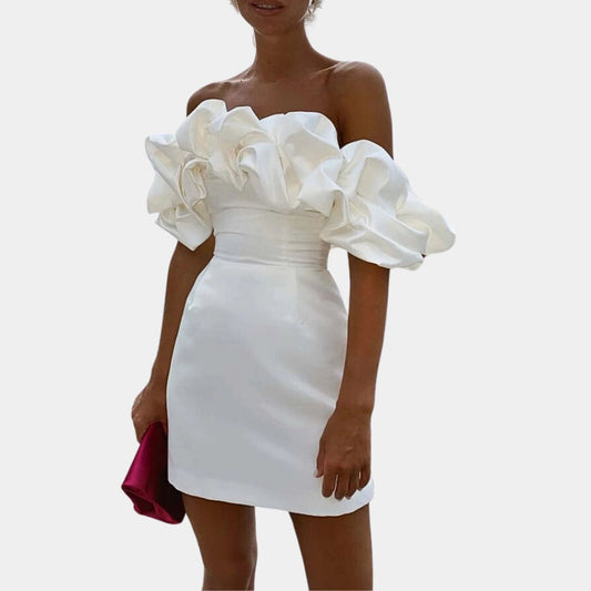 Luxform | Elegantes schulterfreies Rüschen-Minikleid