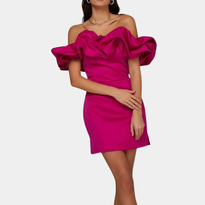Luxform | Elegantes schulterfreies Rüschen-Minikleid