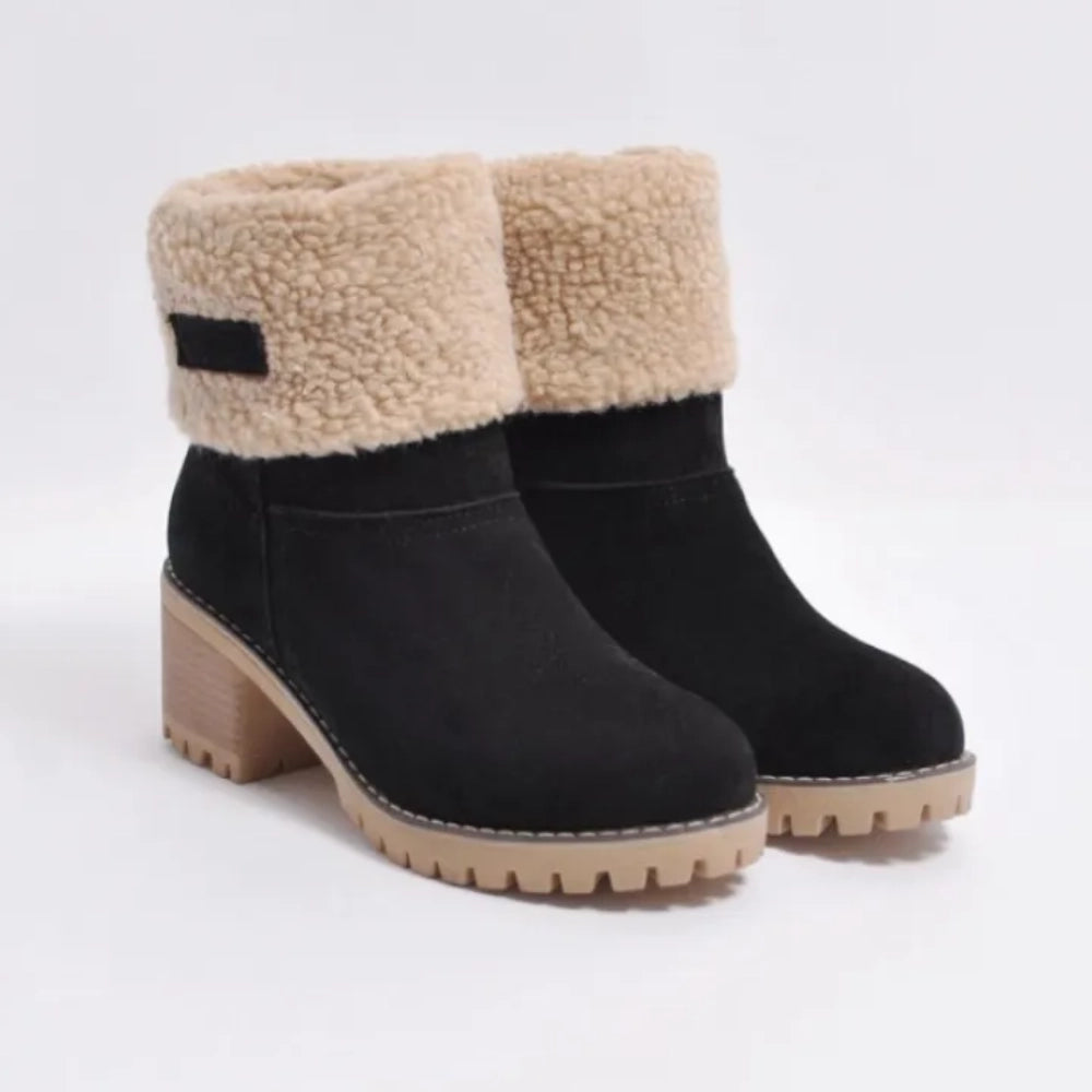 Ember Tan Suede Ankle Boots Damen mit Lammfell & Rutschfester Sohle