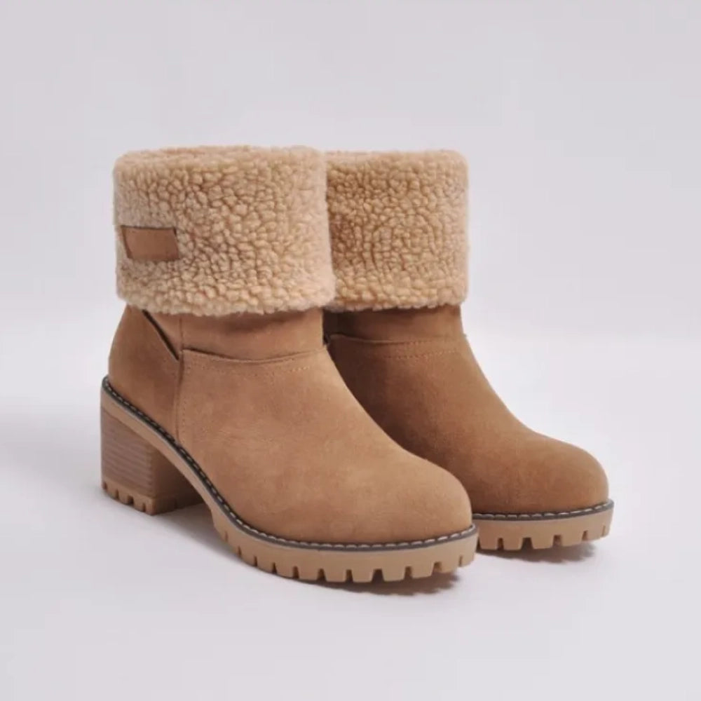 Ember Tan Suede Ankle Boots Damen mit Lammfell & Rutschfester Sohle