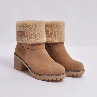 Ember Tan Suede Ankle Boots Damen mit Lammfell & Rutschfester Sohle