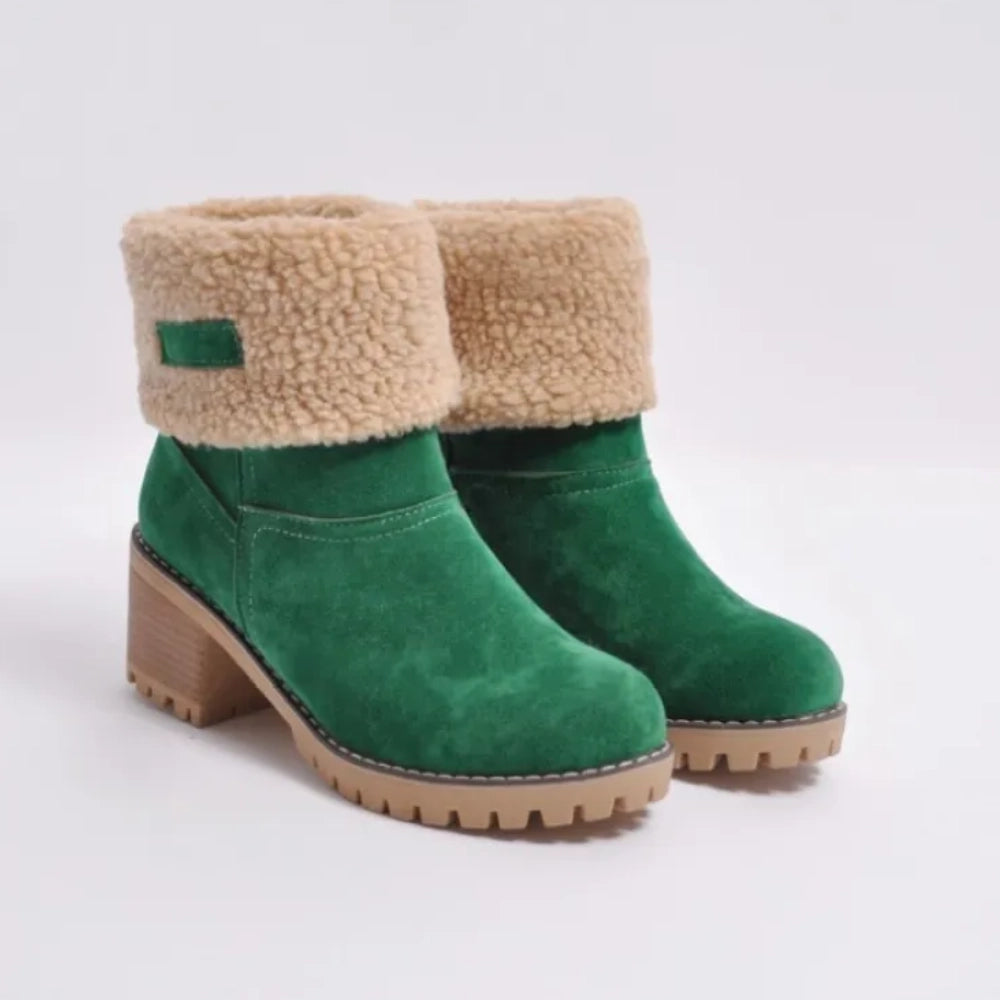 Ember Tan Suede Ankle Boots Damen mit Lammfell & Rutschfester Sohle