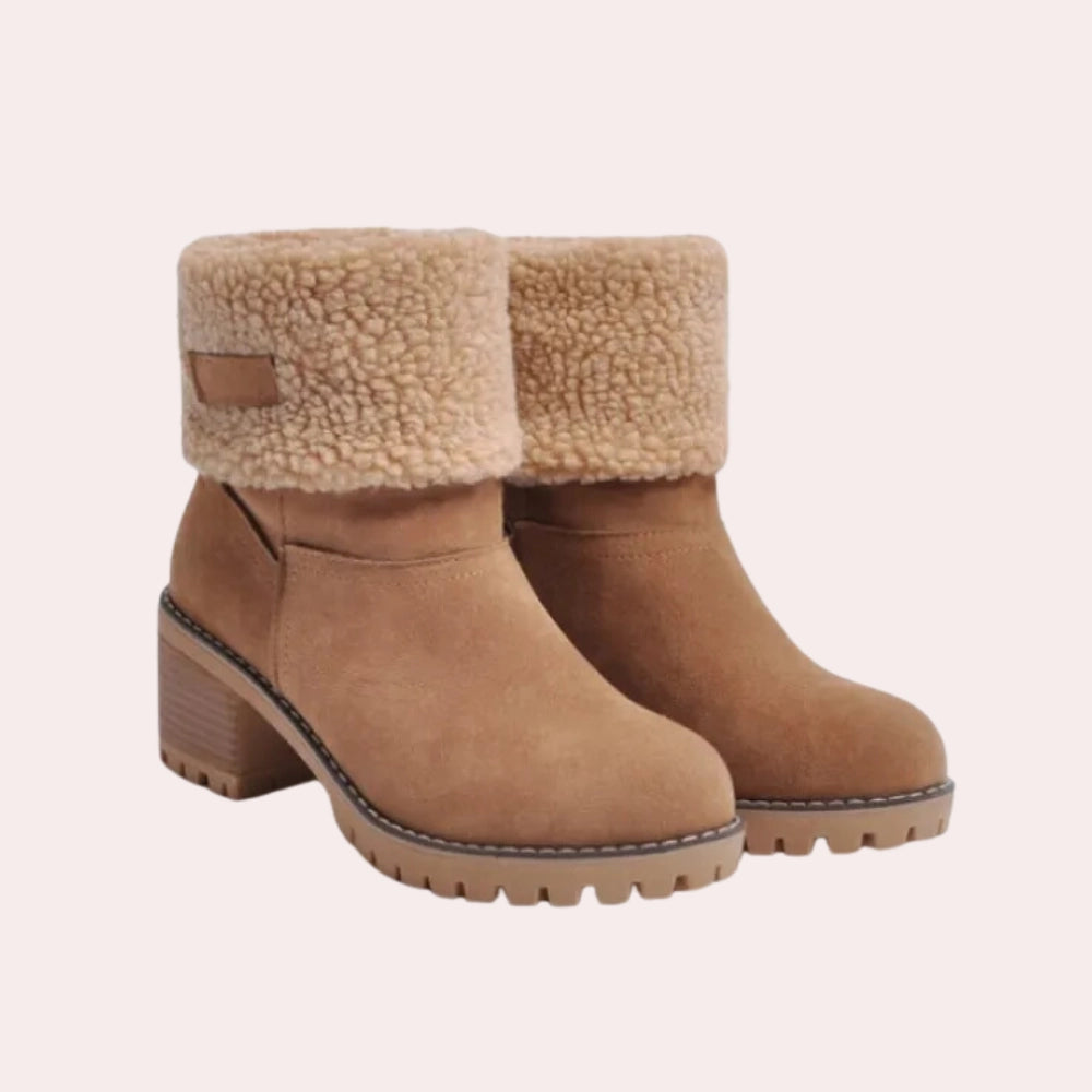 Ember Tan Suede Ankle Boots Damen mit Lammfell & Rutschfester Sohle