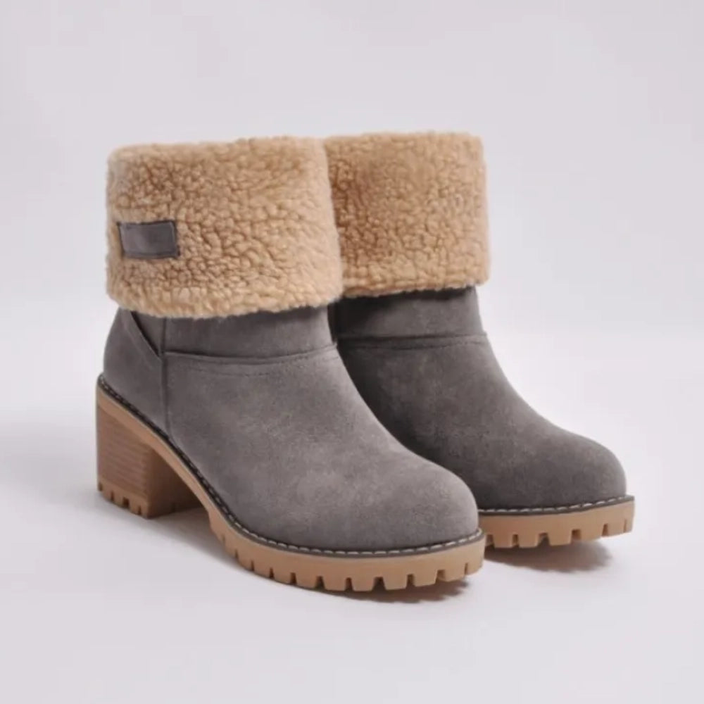 Ember Tan Suede Ankle Boots Damen mit Lammfell & Rutschfester Sohle