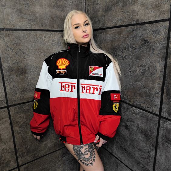 Comfry | Unisex Vintage Rennjacke im Ferrari-Stil