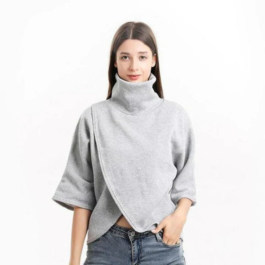 Celdara | Damen Rollkragenpullover mit Fledermausärmeln und asymmetrischem Schnitt