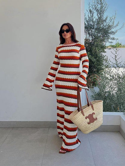 Serena | Schlank  und stilvolles gestreiftes, figurbetontes Kleid