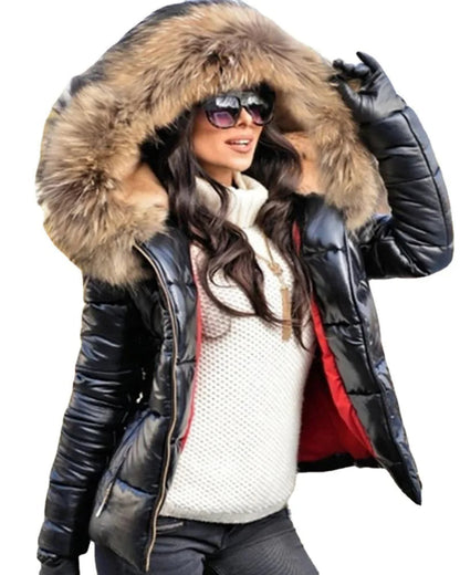 Felicia | Damen Winterjacke mit Kapuze, Kunstfellfutter und Wasserfest – Perfekte Wärme und Schutz für den Winter