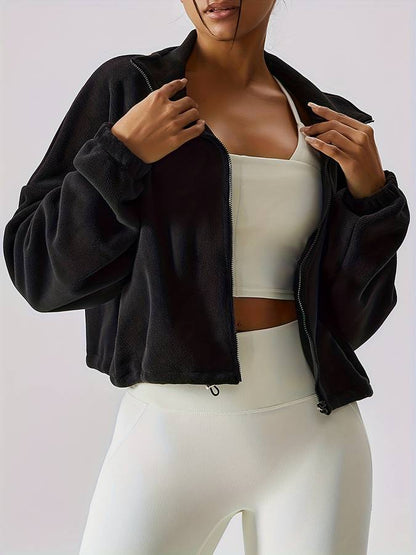 Cozythic | Bequeme Damen Fleecejacke mit Stehkragen, Reißverschluss und praktischen Kordelzug