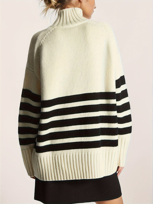 Noctura | Eleganter Schulterfreier Pullover mit Streifen und Lockerem Schnitt für Damen
