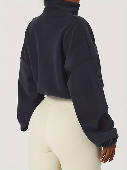 Cozythic | Bequeme Damen Fleecejacke mit Stehkragen, Reißverschluss und praktischen Kordelzug