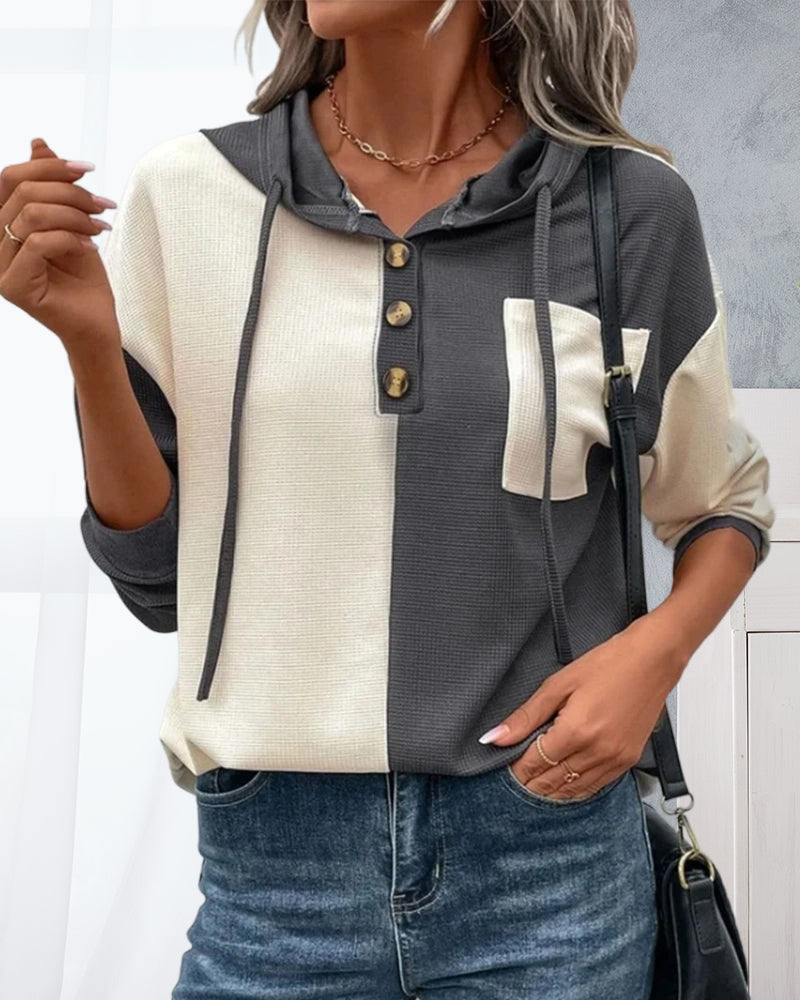 Tressia | Damen Casual Hoodie mit trendigem Farbblock-Design