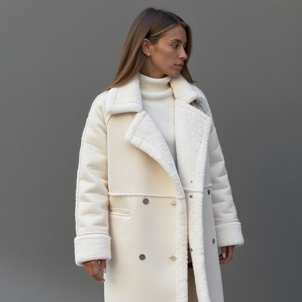 Luxeon | Eleganter Wintermantel aus hochwertigem Wildleder für Damen