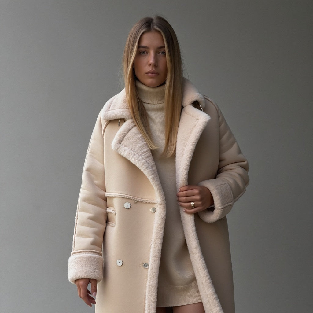 Luxeon | Eleganter Wintermantel aus hochwertigem Wildleder für Damen