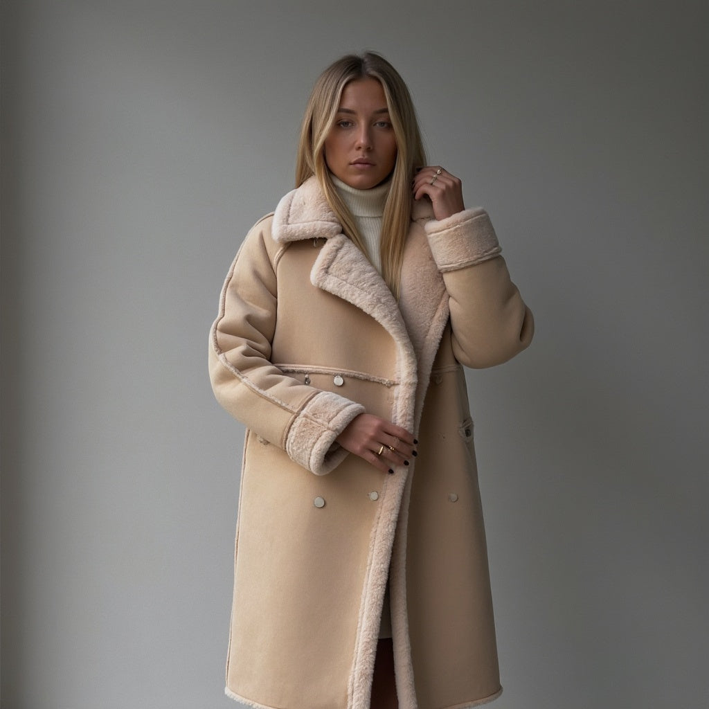 Luxeon | Eleganter Wintermantel aus hochwertigem Wildleder für Damen