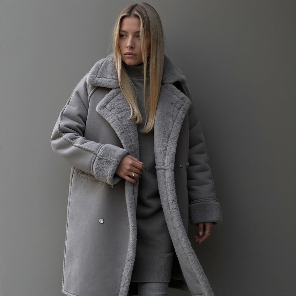 Luxeon | Eleganter Wintermantel aus hochwertigem Wildleder für Damen