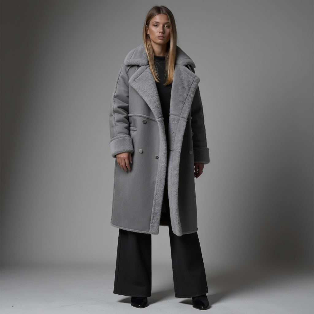 Luxeon | Eleganter Wintermantel aus hochwertigem Wildleder für Damen