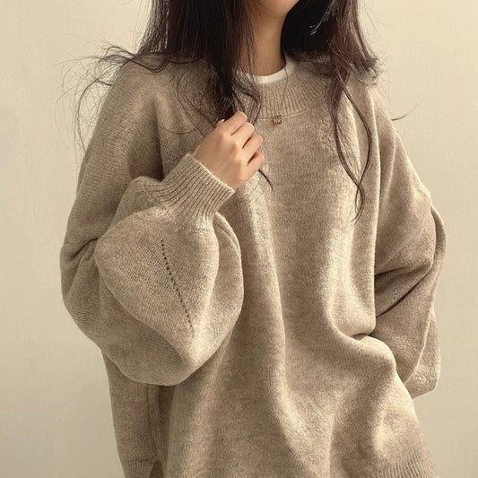 KnitEase | Laternenärmel Strickpullover für Damen